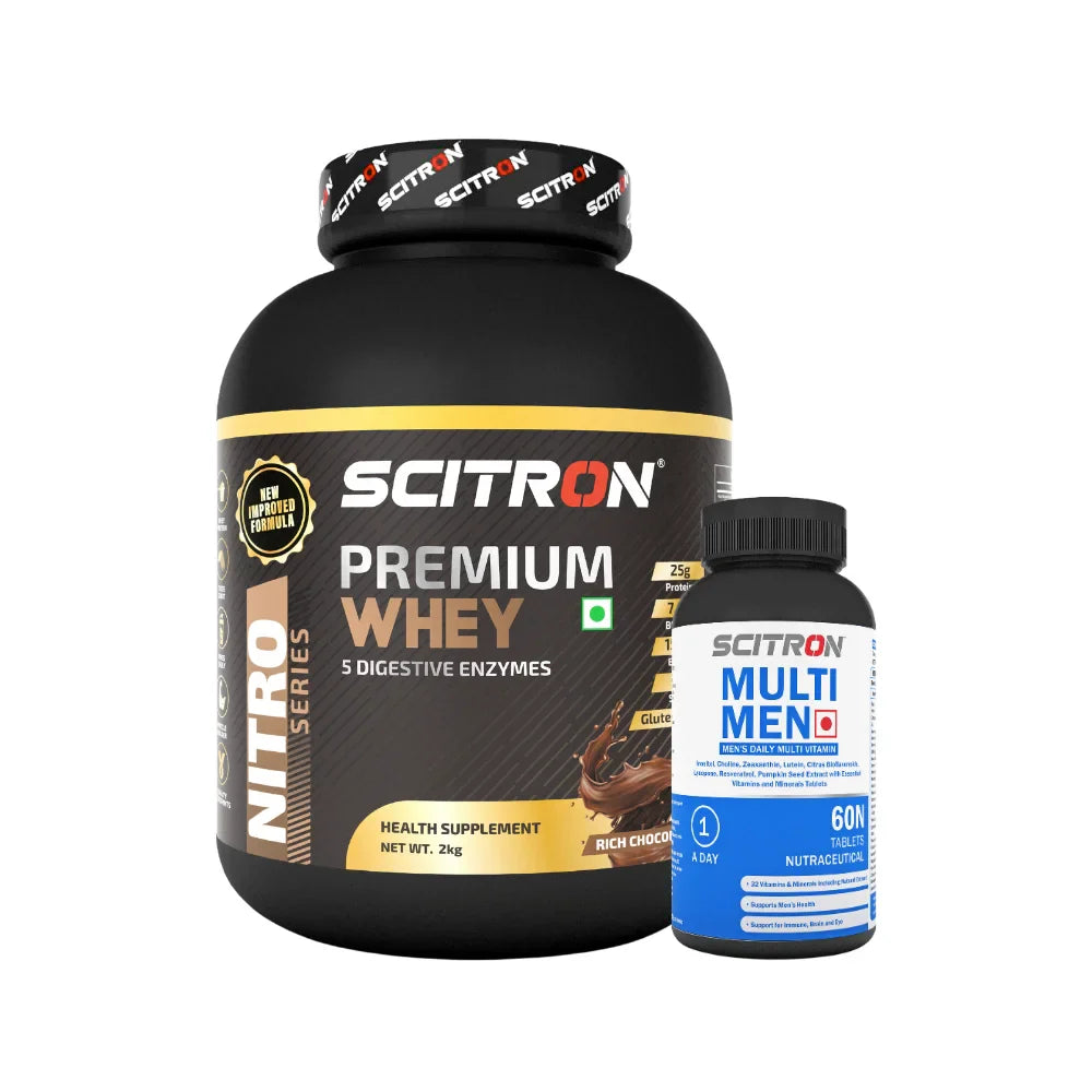 Scitron Nitro Series Premium Whey 2Kg+ Scitron Multi Men Multivitamin 60 Tablets