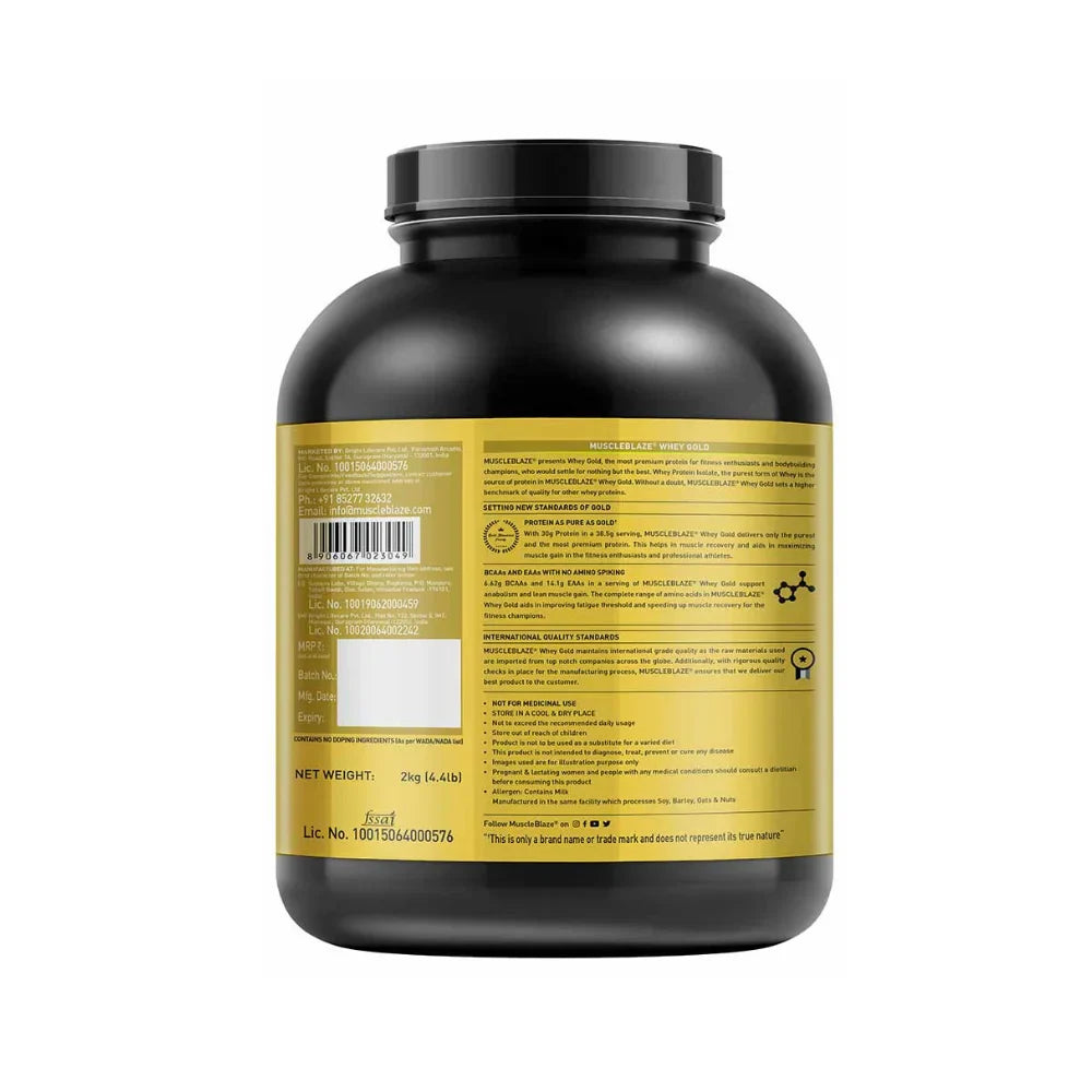 MuscleBlaze Whey Gold Protein 1Kg, Rich Milk Chocolate