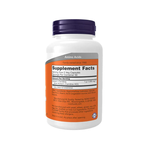 Now Foods Acetyl-L-Carnitine 500mg, 100 Capsules 